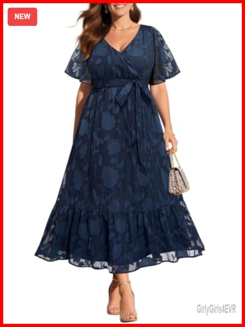 Plus Size Wedding Guest Cocktail A-Line Long Flowy Maxi Dress